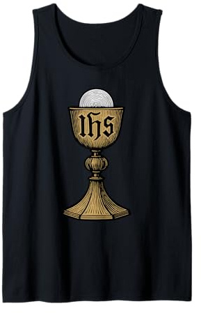 Katholischer göttlicher Kelch und Host mit IHS-Christogramm Tank Top