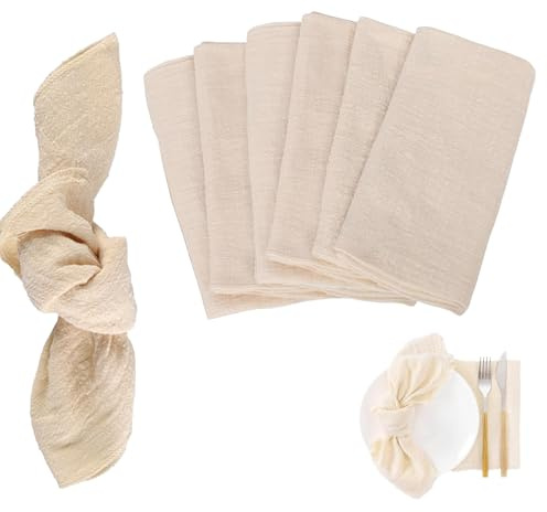 Ruvan Stoffservietten Beige, 6 Stück Wiederverwendbare Schmutzabweisende Und Knitterfreie Stoffservietten, 42x42 cm Waschbare Tischservietten, Tischservietten Stoff Für Familienfeiern, Hochzeiten