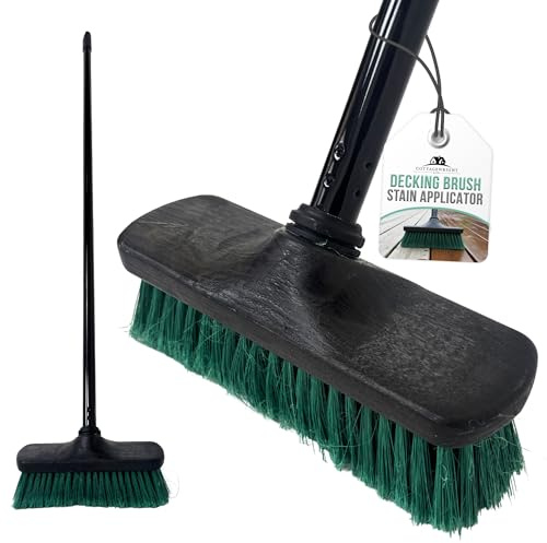 Decking Shed and Fence Paint Brush Broom with Long Handle, Exterior Paint Brush, Premium Fence Stain Kit for Decking Patios and Cladding