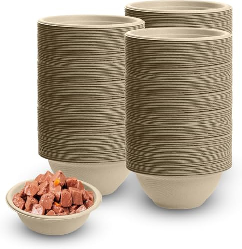 Lot de 100 gamelles jetables épaisses pour animaux domestiques - Pour chatons, chiots, aliments humides et secs (220 ml)