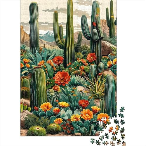 Desert Cactus Garden 1000 Componenti Carta Spessa Puzzle Familiare Facile Da Pulire Livello Di Difficoltà Equilibrato Fan Dei Rompicapo Divertente 38x26cm/1000pcs