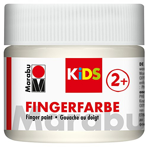 Marabu 03030050070 Kids Peinture au doigt blanche 100 ml, à base d'eau, sans paraben, végétalien, sans lactose, sans gluten, convient pour la peinture à la maternelle, à l'école, en thérapie et à la