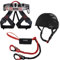 ALPIDEX Kletterhelm Klettergurt + Stubai Klettersteigset Basic 3.0, Farbe:Black, Größe:Gurt - Universalgröße/red Pepper