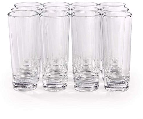 Large Shot Glasses - Set of 12 | Party Vodka, Spirit, Liqueur & Digestif Shooter Set | Contemporary Modern Design Glassware | Dishwasher Safe | M&W