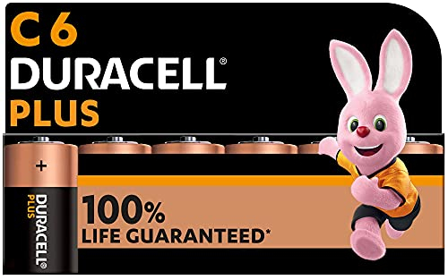 Duracell Batterie Plus C (pacco da 6) - Pile Alcaline 1.5V - Fino al 100% di extra durata - Affidabilità per i dispositivi a uso quotidiano - 0% plastica - 10 anni di conservazione - MN1400