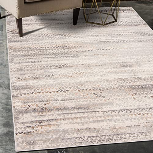 Carpeto Rugs Vintage Geometrisch Modern Designer Teppich - Kurzflor - Weich Teppich für Wohnzimmer, Schlafzimmer, Esszimmer - ÖKO-TEX Wohnzimmerteppich - Teppiche - Beige Creme - 140 x 200 cm