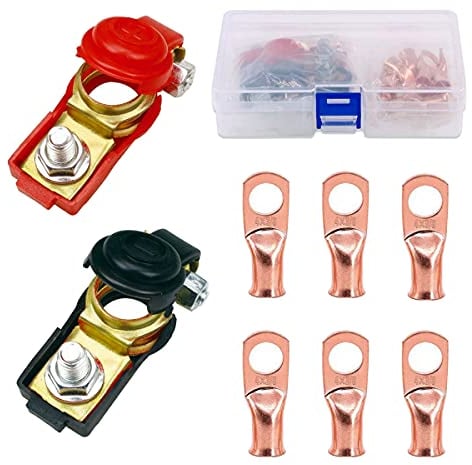 HUAZIZ 2 Pezzi Terminali di Batteria Connettori,Morsetti Batteria a Sgancio Rapido, Battery Terminal, Connettori di Batteria (6 Anello in Rame) per Barca Camion Furgone Roulotte