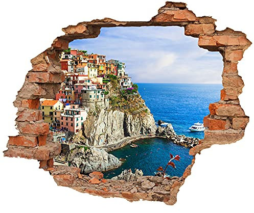 WCB Wandtattoo - Wanddurchbruch mit Aussicht ''Cinque Terre'' 70 x 57 cm (BxH) - Wandsticker