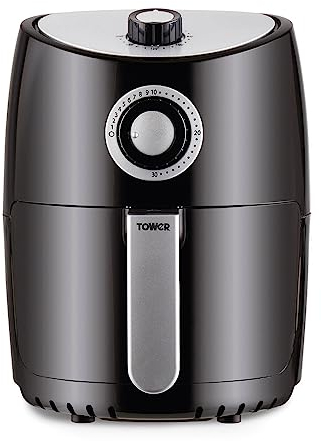 Tower T17023 Friggitrice ad Aria Manuale Vortx, Air Fryer con Circolazione Rapida dell'Aria e Timer da 30 Minuti, Friggitrice Aria da 2,2 Litri, Nero