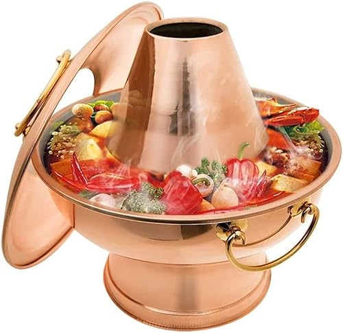 Chafing Dishes & Speisenwärmer, Hot Pot Cooker, Mandarin Pot, Kitchen Cooking Tool, Hot Pot Shabu-Shabu aus Kupfer, Hot Pot Kitchen Tools Cookware (Durchmesser 32 cm, lila Kupfer)
