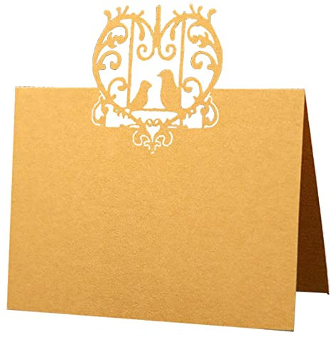 50 Stück Herz Liebe Vögel Tischkarte Faltbare Namenskarte Hochzeit Tischkarte für Tischdekoration Hochzeit Dinner Party Geburtstag