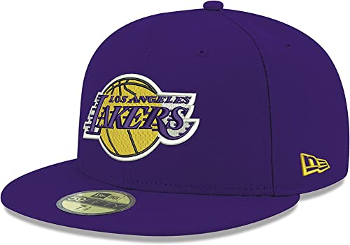 New Era NBA 59FIFTY Team Color Authentic Collection Fitted On Field Game Cap Hat, Los Angeles Laker Purple, 60 EU