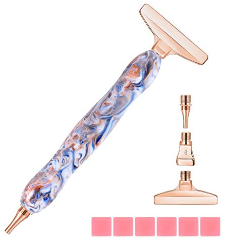 papasgix 20 Pcs Diamond Painting Pens Kits, Diamond Art Metal Drill Pen Tips with Multi Replacement Pen Heads, 5D Diamond Painting Accessories Tools for DIY Craft Crystal Drill Bead (Orange 6 Pcs)