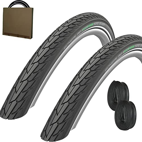 Schwalbe Reifen Road Cruiser HS484 28x1.60 | 42-622 schwarz Reflex mit DV Schlauch [ 2 STÜCK ]