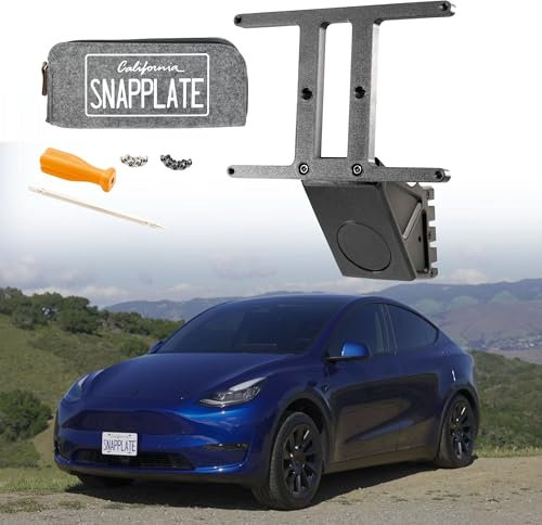 SnapPlate+ (Model Y) Front License Plate Holder - Strength-Optimized, Anti-Theft, Removable, Height-Adjustable, USA Made and Patented - for 2020-2024 Tesla Model Y - No Drilling, No Adhesives