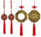 PLIGREAT 4 Stück Bagua Spiegel Feng Shui Ornamente mit Quaste Chinesisches Feng Shui Antike Münzen Roter Knoten Hängender Anhänger Reichtum und Glücksbringer für Geschenke Hausschutz Türdekor