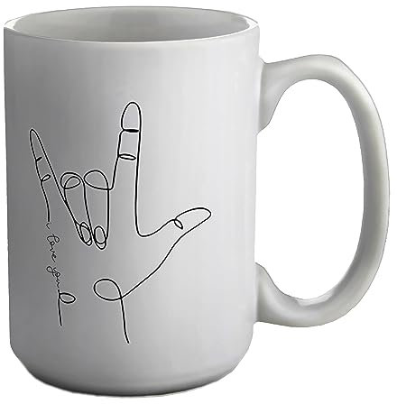 Shopagift Sign Language Mug Hand Sign I Love You White 15oz Large Gift Ceramic Cup