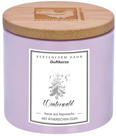 kerzenfarm duftkerze im trendglas winterwald mit holzdeckel brenndauer ca 19 std