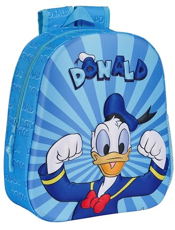 safta DONALD Schulrucksack mit 3D-Design, anpassbar an den Wagen, ideal für Kinder verschiedener Altersgruppen, bequem und vielseitig, Qualität und Widerstandsfähigkeit, 27 x 10 x 33 cm, Blau, blau,