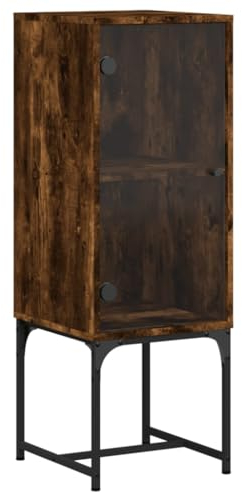 vidaXL Beistellschrank mit Glastür Räuchereiche 35x37x100 cm