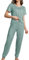 Bunanphy Pyjamas for Women Super Soft Ladies Pyjamas Short Sleeve Pjs for Women Sets 2 Pieces Womens Pyjamas Sets Green X-Large