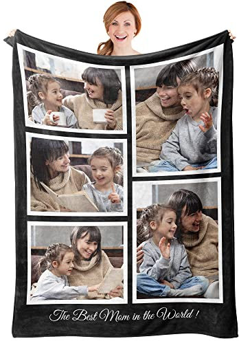 Easycosy asycosy Personalisierte Muttertagsgeschenke für Mama, Personalisiert Decke mit Foto & Text, Fotodecke Kuscheldecke Decke Selbst Gestalten, Geschenke für Mama Oma Papa zum Muttertag Vatertag