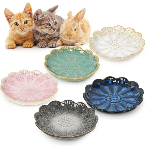 Katzennapf Keramik,5 Stück Futternapf Katze Keramik Katzenfressnapf Für Kätzchen & Kleintiere Katzenfutter Napf Katzenschüssel Flach Futterschale Katze Katzen Napfset