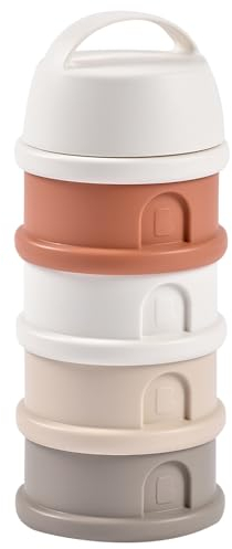 BÉABA, Boite doseuse de Lait en Poudre Empilable, 100% Hermétique, 4 Compartiments, Made in France, Grande contenance, Usage Evolutif, Facile à transporter, Beige/Terracotta
