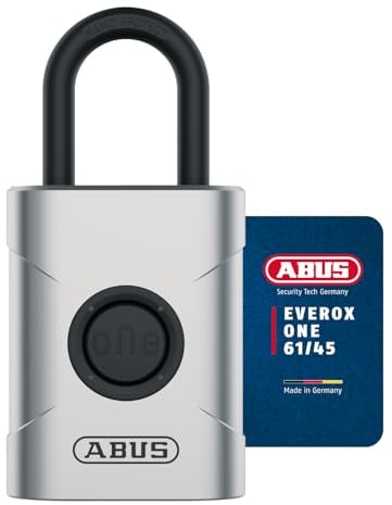 ABUS Cadenas intelligent Everox One - Ouverture sans clé sur simple pression d'un bouton - Smart Lock résistant aux intempéries - Pour abri de jardin, portail de jardin, casier, boîte à outils, etc. -