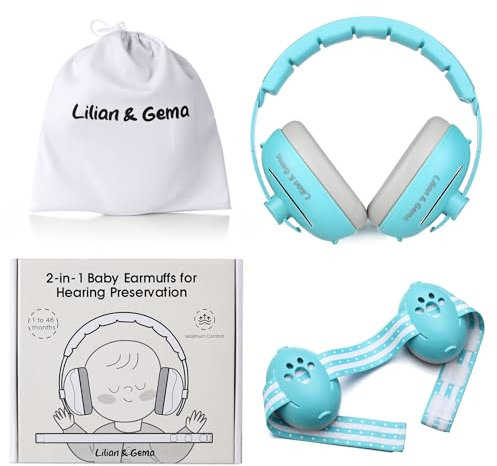 Lilian&Gema 2 en 1 Casque Anti Bruit Bébé, Casque Bébé Anti Bruit, Confortable et Réglable, Protection Auditive pour les Enfants de Moins de 48 Mois, Convient pour le Sommeil et les Activités