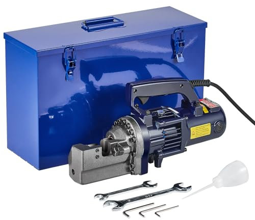 VEVOR Taglierina Idraulica Elettrica Portatile per Barre d'Armatura Diametro di Taglio 4-22mm 1350W, Utensile da Taglio per Barre d'Armatura Taglierina in Ghisa e Alluminio con Valigetta Attrezzi