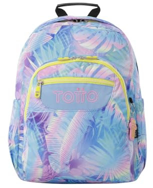 TOTTO - Mochila Escolar Adaptable a Carro, Modelo Acuareles, Capacidad 20 L, Bolsillo para Pc 14, 2 Bolsillo Botella, Espaldar Ergonómico con Flujo de Aire, Cómodas Correas en S, Estampado Prisma