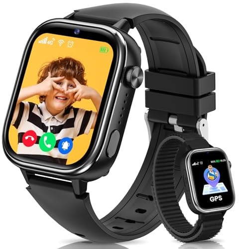 SWGOTA 4G Reloj Inteligente Niño, Smartwatch Niños con GPS, Ilamadas, Videollamadas, Mensajes, Modo Escuela, Función SOS, IP68 Impermeable, Despertador, Cámara y Podómetro (Negro)
