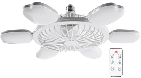 Screw in Light Bulb Fan,Dimmable Ceiling Lights with Remote | Reusable Air Circulator, Multifunctional Cooling Supplies for Living Room, Bedroom