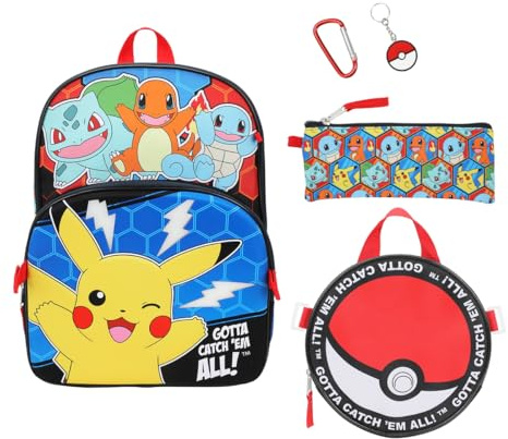 Pokemon Poke Balls & Character Print 5-teiliges 40,6 cm Rucksack-Set für Jungen