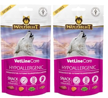 WOLFSBLUT VetLine Care Snack Hypoallergenic – 2 x 100g | Hypoallergen Hundesnack mit Monoprotein Pferd | Getreidefrei & ohne Zusätze | Softsnack für Sensible Hunde