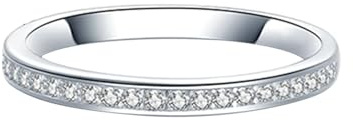 Lirzxin Hochzeit Ring Weißgold 750 18K, Partnerringe Frauen Vorsteckring Halbe Ewigkeit Rund Moissanit Ehering Verlobungsring Weißgold Größe 53 (16.9)