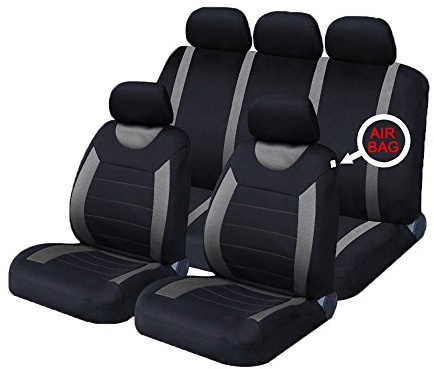 XtremeAuto® Carnaby Grey/Black Universal Car Seat Covers Set