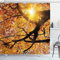 ABAKUHAUS Natur Duschvorhang, Sonne im Oktober Ernte, Stoffliches Gewebe Badezimmerdekorationsset mit Haken, 175 x 200 cm, Aprikose Braun