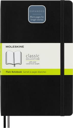 Moleskine - Klassisches erweitertes Notizbuch mit glattem Papier - Weicher Umschlag und elastischer Verschluss - Farbe Schwarz - Größe Groß 13 x 21 A5 - 400 Seiten