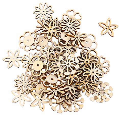 Supvox 50 Stücke Holzscheiben Blumen Scheiben Baumscheiben Naturholzscheiben für Weihnachtsbaum Anhänger Hochzeit Basteln DIY Baumschmuck Holz Streudeko Tischdeko Weihnachtsdeko (Mischmuster)