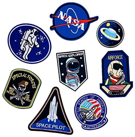 Aufnäher zum Aufbügeln, Weltraum-Astronauten und Flaggen, bestickt, Motiv-Applikation, verschiedene Größen, Dekoration, Aufnähen, DIY, für Jeansjacken, Kleidung, individuelle Abzeichen, 1 Set