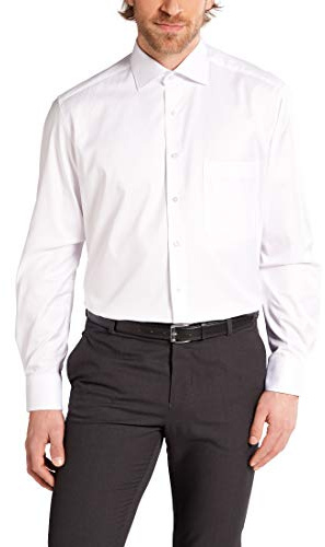 ETERNA Herren Chemise À Manches Longues Confortable en Sergé Blanc Uni Bras Extra Long Hemd, weiß, 44