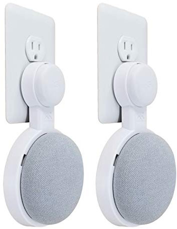 The Mini Genie für Google Nest Mini (2. Generation) | Multi-Pack Disc | niedrigstes Profil | keine hässliche Masse | vertikal oder horizontal | Steckdosen-Wandhalterung (weiß, 2er-Pack)