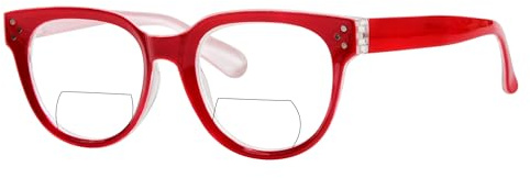 Eyekepper Bifocal Reading Glasses Women Stylish Bifocal Readers Clear Lens - Red +2.50