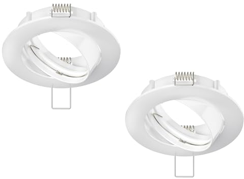 ledscom.de 2 Stück Deckeneinbaurahmen CIRC, rund, schwenkbar, weiß glänzend