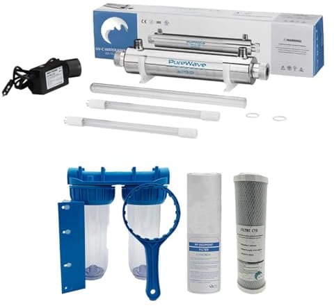 Pack stérilisateur UV 25w + 1 Lampe de Rechange + Double Porte Filtre + filtres