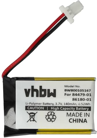 vhbw 1x Batterie Remplacement pour Plantronics 84479-01, 86180-01 pour Casque Audio, écouteurs sans Fil (140mAh, 3,7V, Li-polymère)