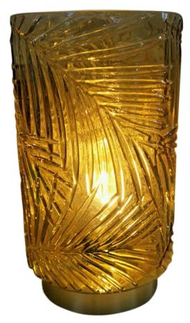 Cello Lighting - Safari Lantern Large Amber Battery Operated Lamp, Glass Table Lamp, Table Lamps for Living Room and Home Decor, Decorative Cordless Table Lamps for Home, Bedside Lamp for Room Décor