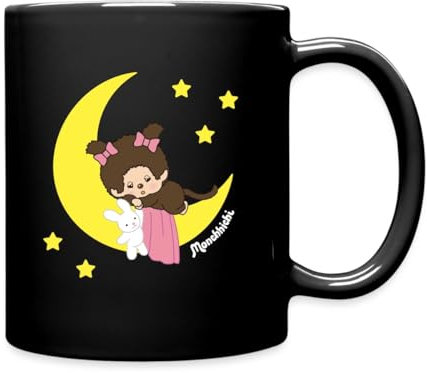 Spreadshirt Monchhichi Sleeping Girl Mond Tasse Einfarbig, One size, Schwarz
